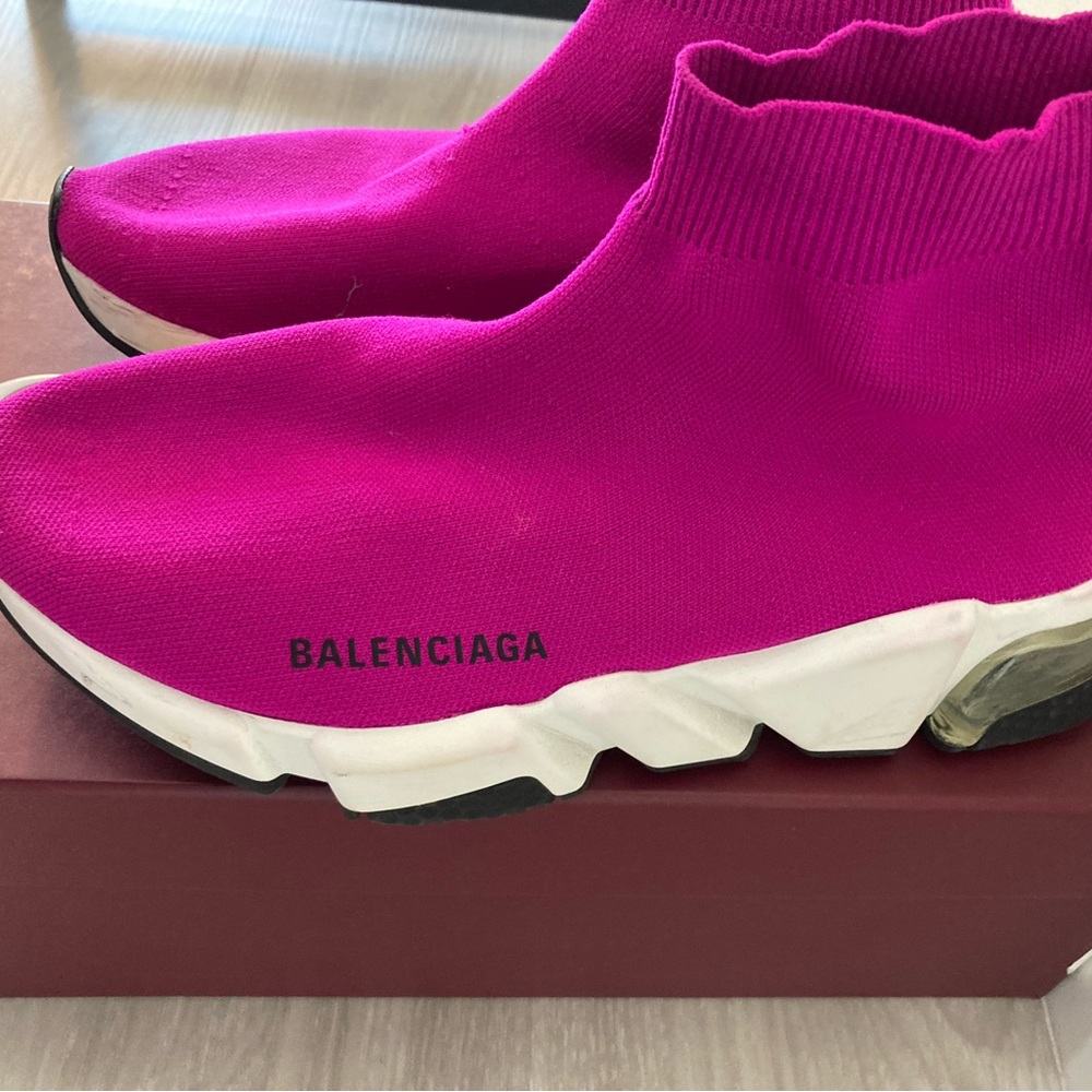 Balenciaga Women's Vibrant Pink Sock Sneakers - Picture 2 of 5